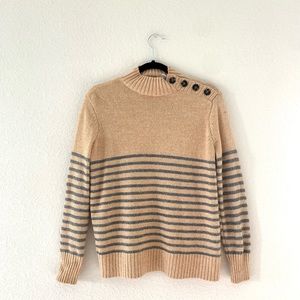 St. John’s Bay Women’s Button side Stripe Long Sleeve Pullover Sweater